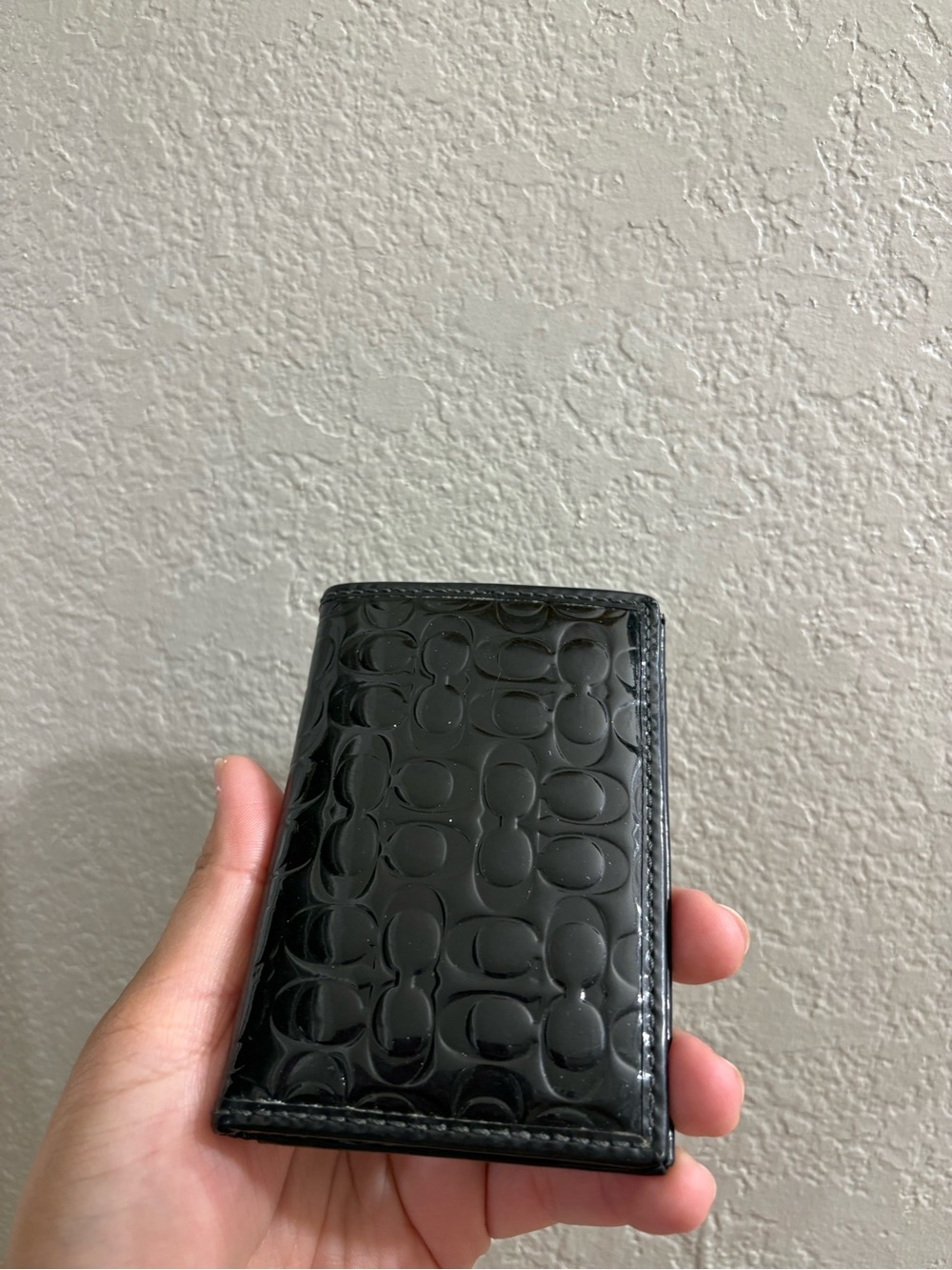 Coach Black Embossed Patent Leather Card Holder